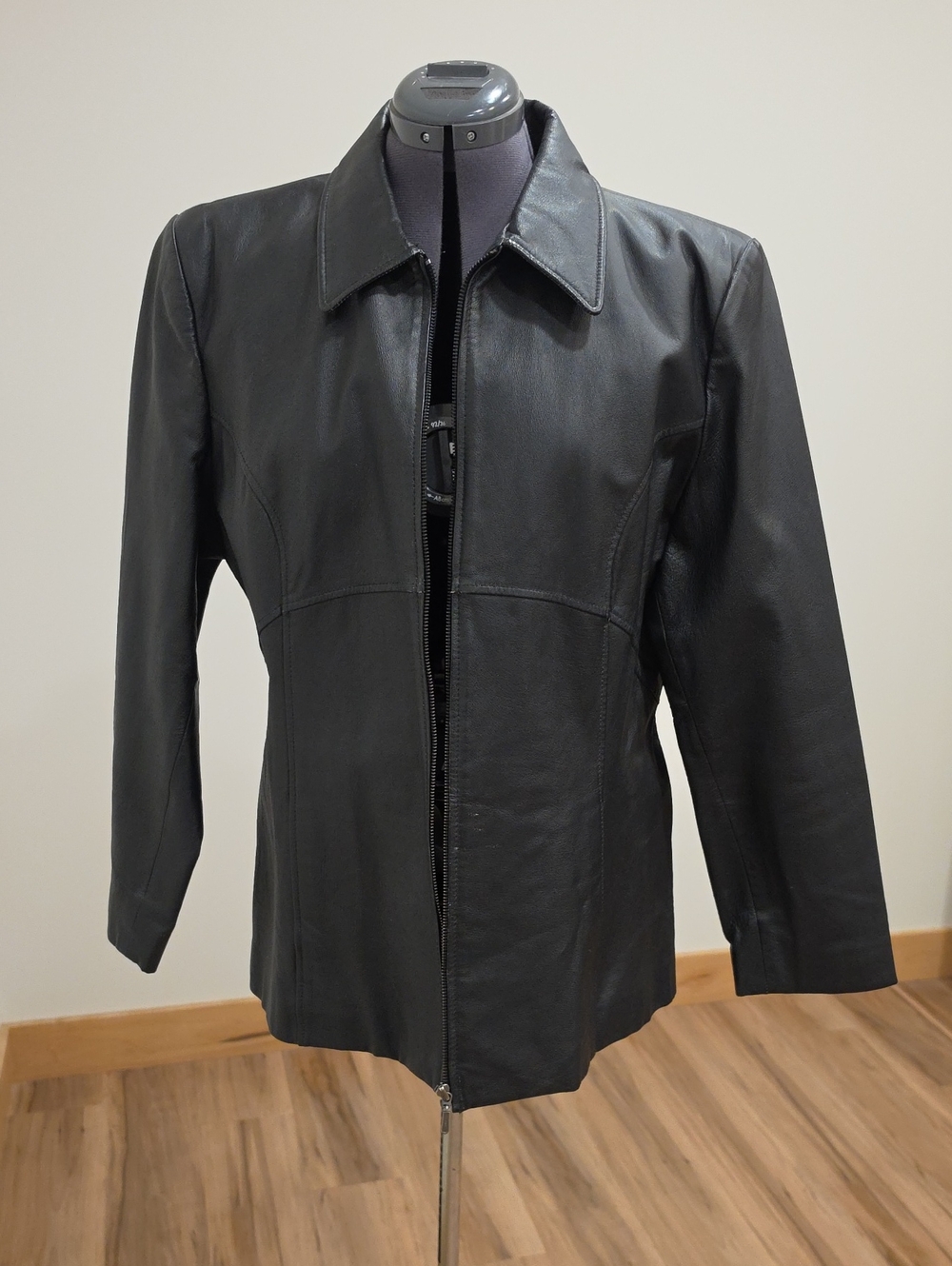 Jacqueline Ferrar Black Leather Zip-Up Jacket